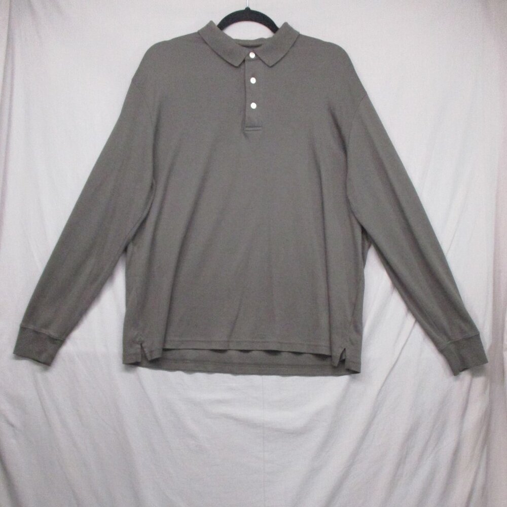 Lands End Henley Collar Long Sleeve Traditional fit Gray Men Size |‎ L